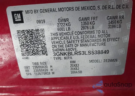 2020 Chevrolet Blazer Awd Premier from USA, damaged, VIN 3GNKBLRS3LS538849